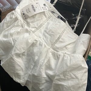 Zara White Ruffled Skirt